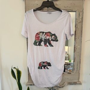 GINKANA M Maternity White Mama Bear Graphic T-Shirt